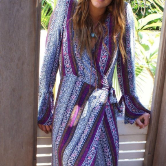 Dress Bohemian Chic Wrap Maxi Sheet One Size - Picture 2 of 8